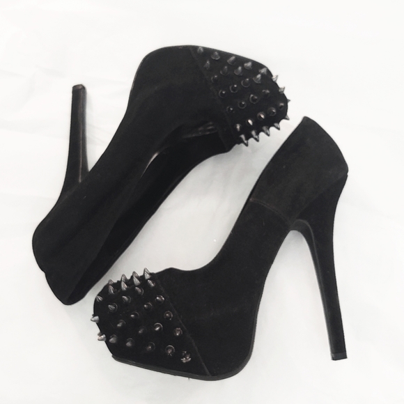 Vintage Y2K Killer Black Spike Platform 6" Heels - Picture 6 of 8